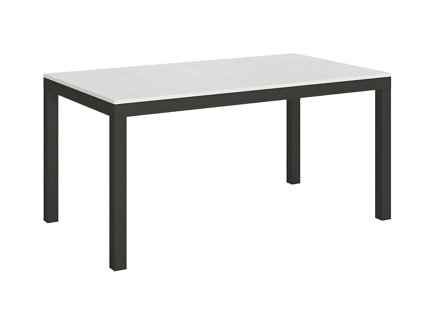 Table à manger rectangulaire frêne blanc et métal anthracite Evy 160cm