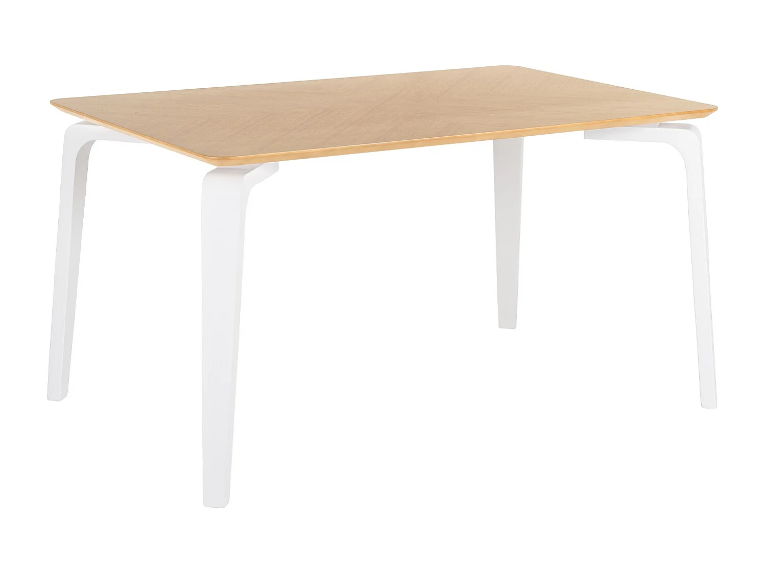 Table rectangulaire Spinak en chêne clair et pieds laqués – Sobriété et élégance naturelle-Couleur Naturel/Blanc