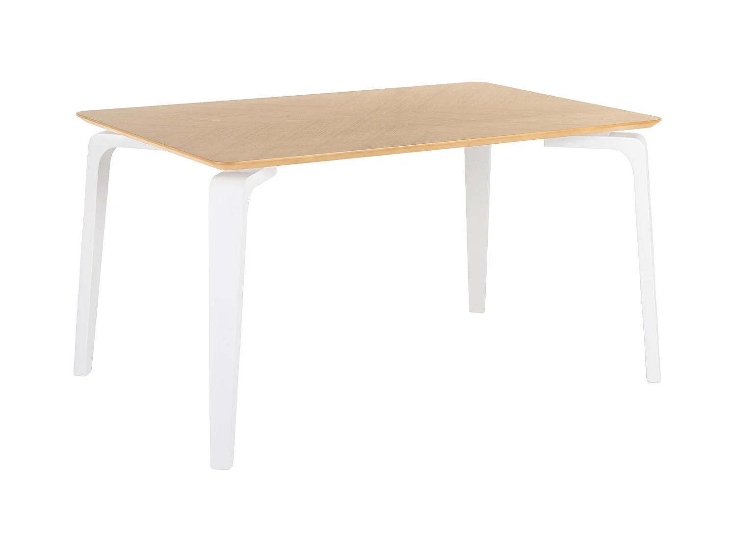 Table rectangulaire Spinak en chêne clair et pieds laqués – Sobriété et élégance naturelle-Couleur Naturel/Blanc