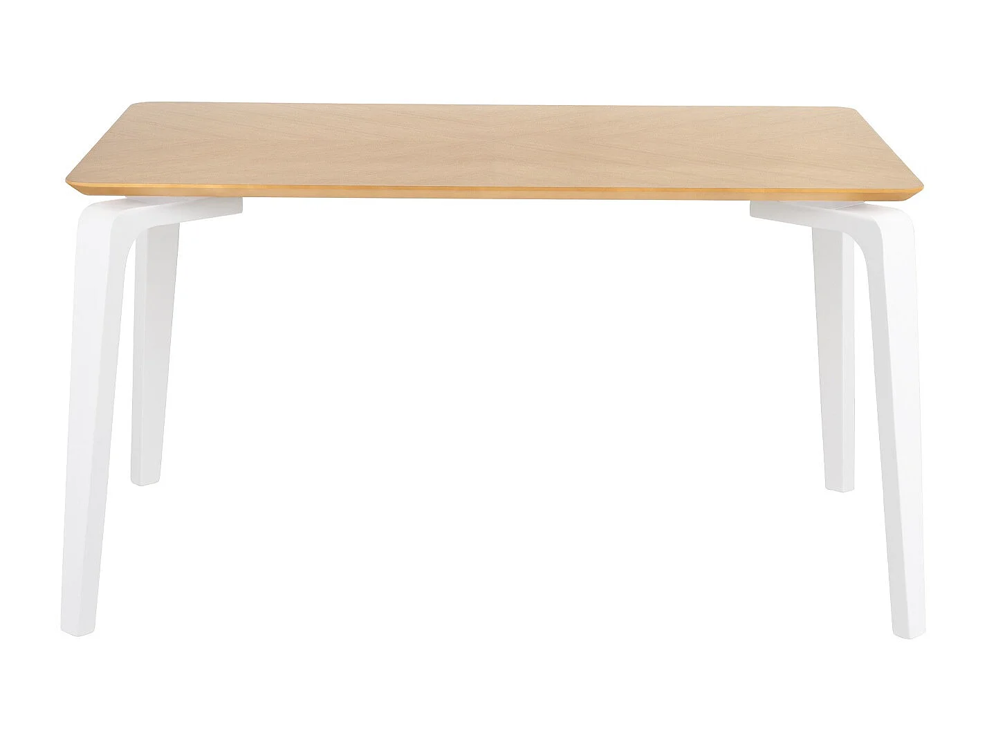 Table rectangulaire Spinak en chêne clair et pieds laqués – Sobriété et élégance naturelle-Couleur Naturel/Blanc