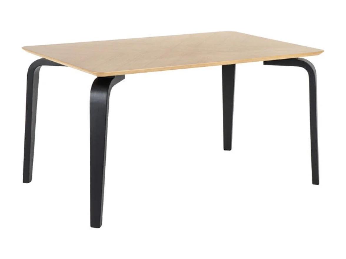 Table rectangulaire Spinak en chêne clair et pieds laqués – Sobriété et élégance naturelle-Couleur Naturel/Blanc