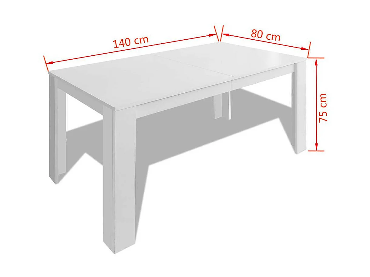 Table à manger rectangulaire bois blanc Dimer 140cm
