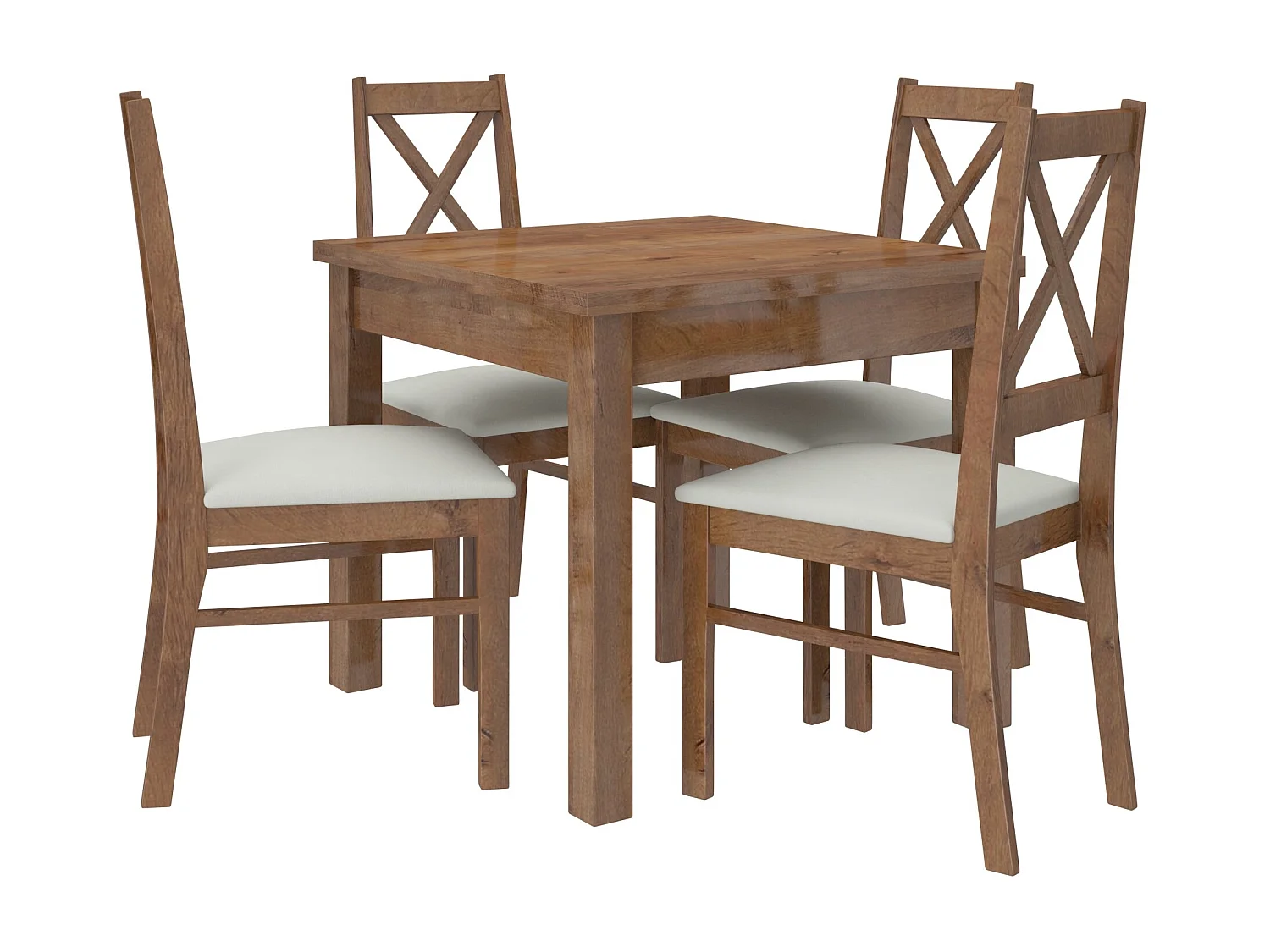 Petite table à manger carrée 80-80cm en bois marron Orka