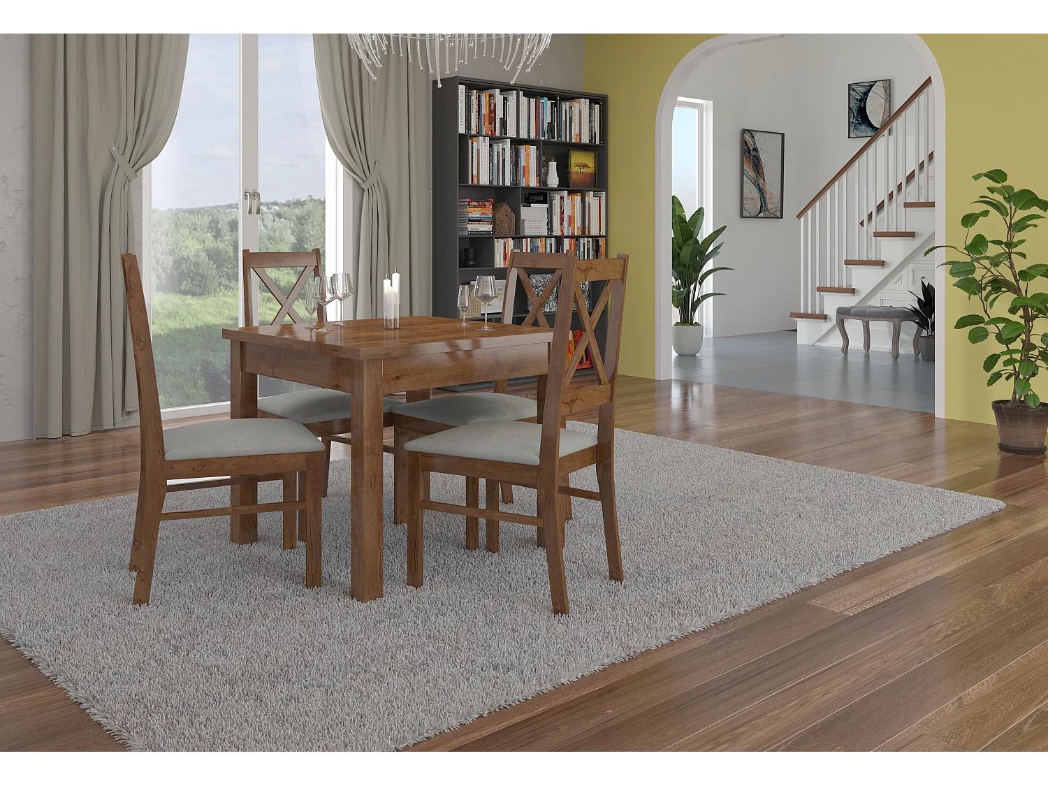 Petite table à manger carrée 80-80cm en bois marron Orka