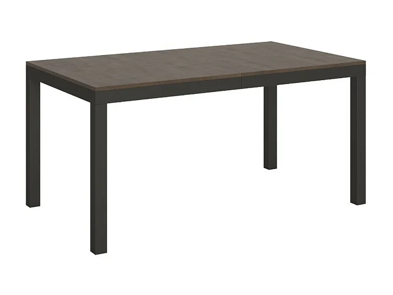 Table à manger rectangulaire bois foncé et métal anthracite Evy 130cm