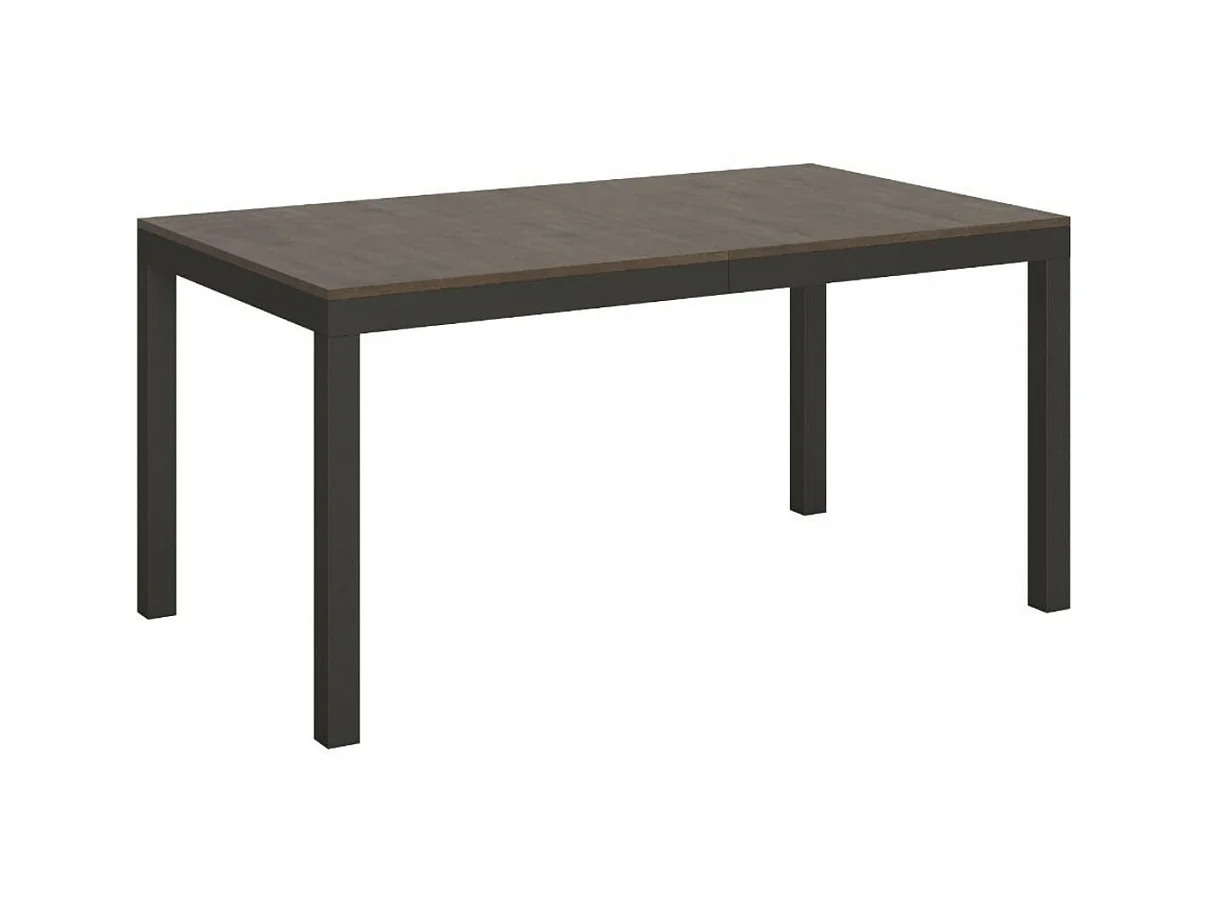 Table à manger rectangulaire bois foncé et métal anthracite Evy 130cm