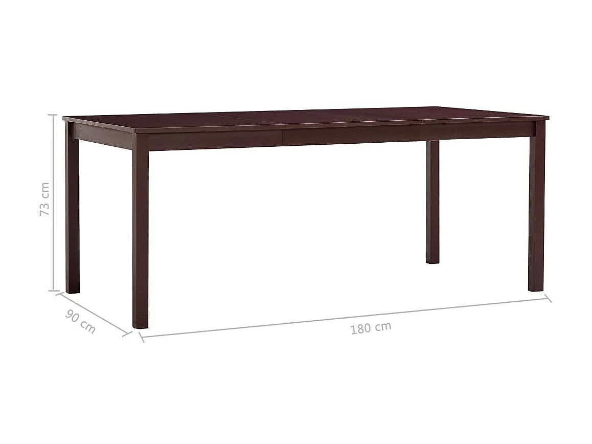 Table à manger rectangulaire pin massif marron foncé Sadou 180cm