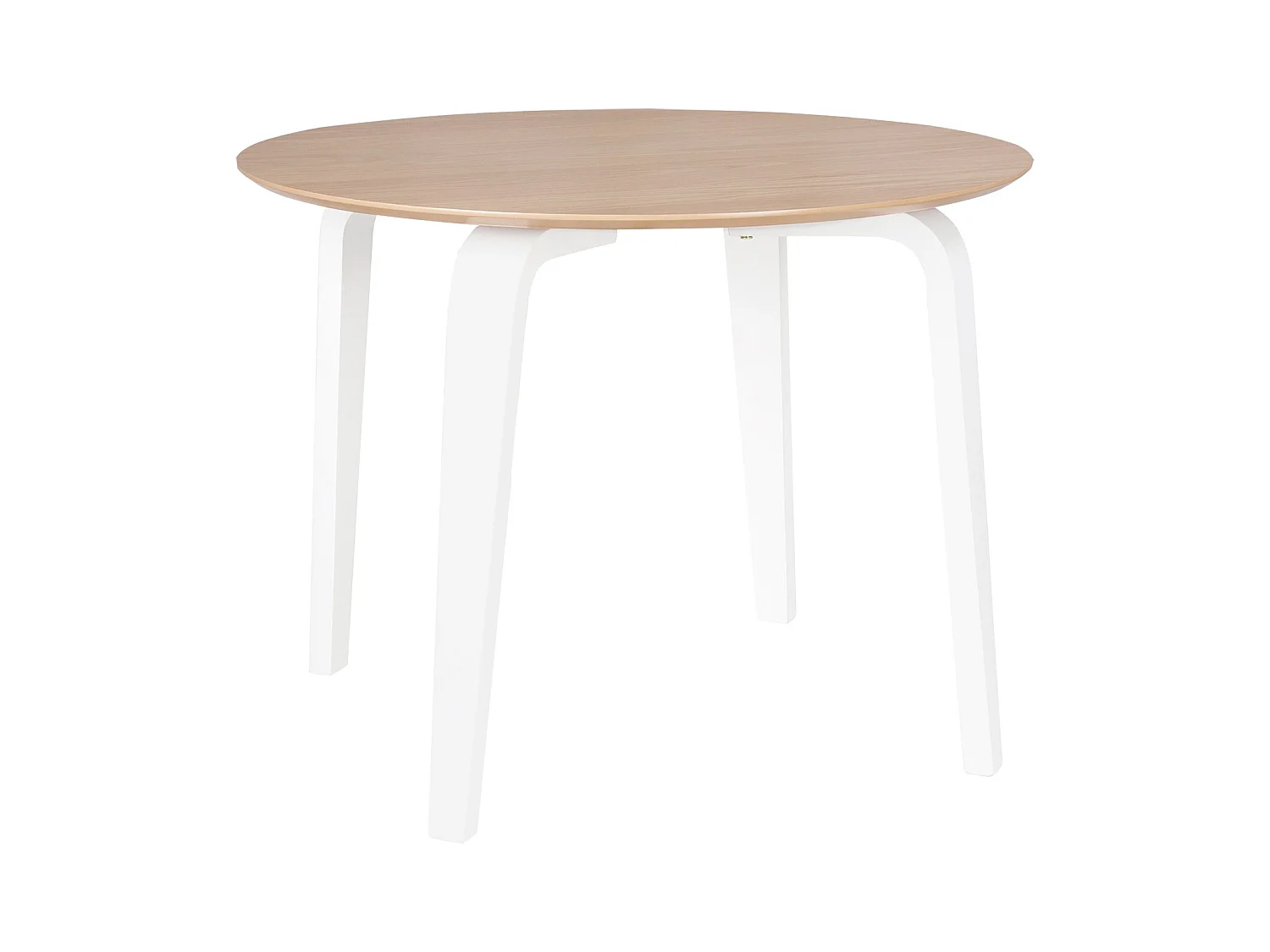 Table ronde Spinak en chêne clair et pieds laqués – Sobriété et élégance naturelle-Couleur Naturel/Blanc