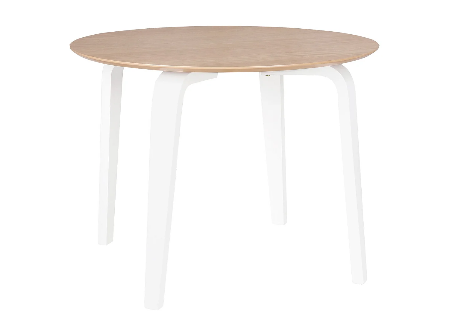 Table ronde Spinak en chêne clair et pieds laqués – Sobriété et élégance naturelle-Couleur Naturel/Blanc