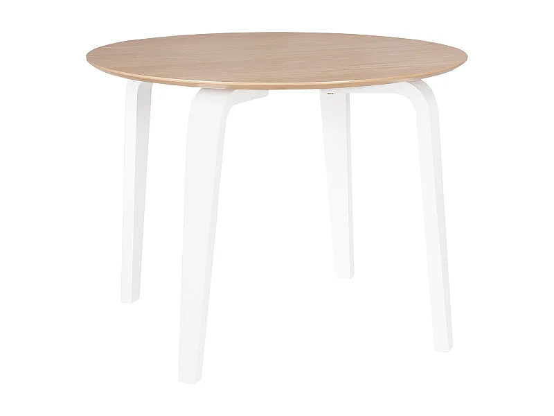 Table ronde Spinak en chêne clair et pieds laqués – Sobriété et élégance naturelle-Couleur Naturel/Blanc