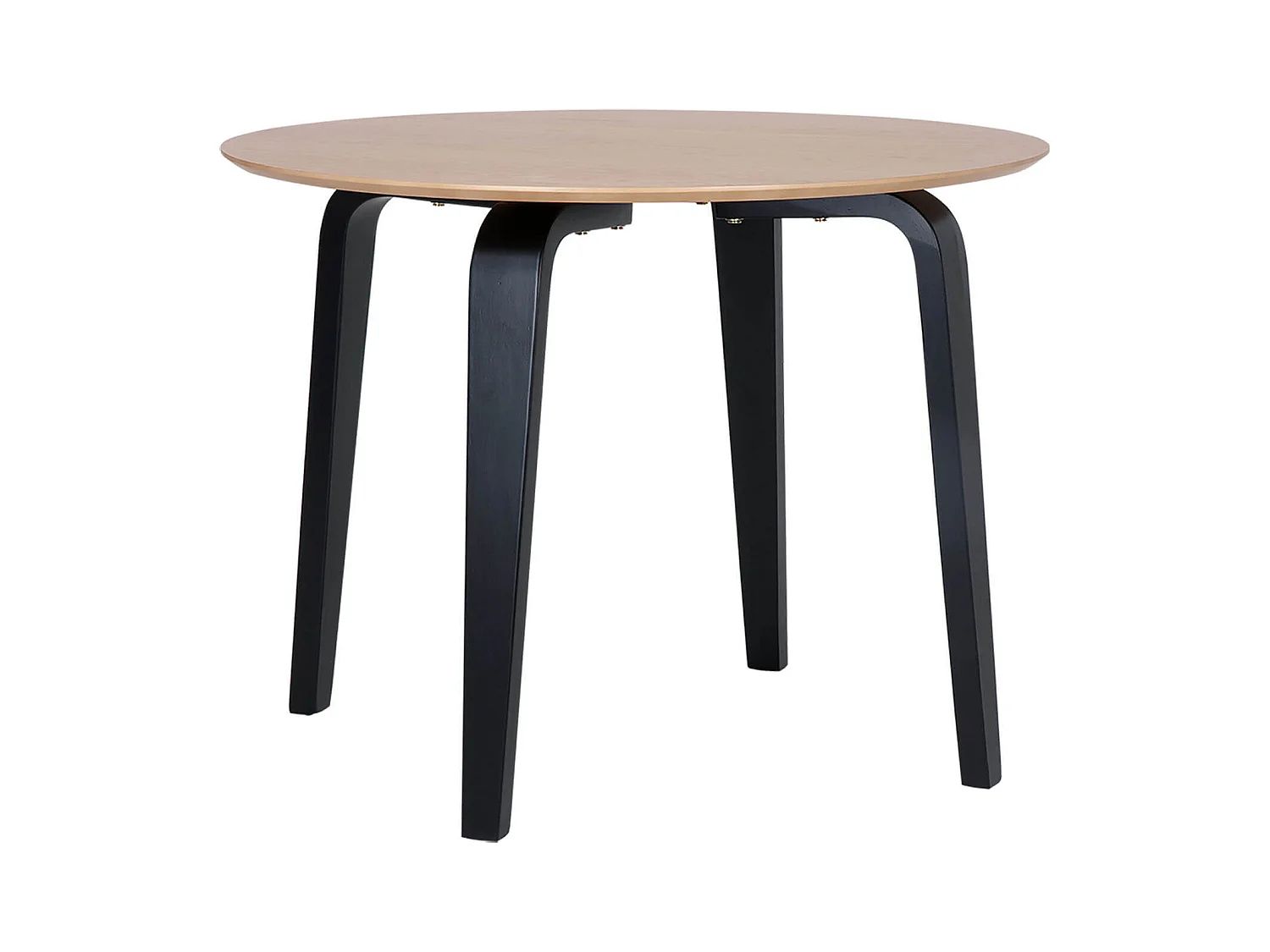Table ronde Spinak en chêne clair et pieds laqués – Sobriété et élégance naturelle-Couleur Naturel/Noir