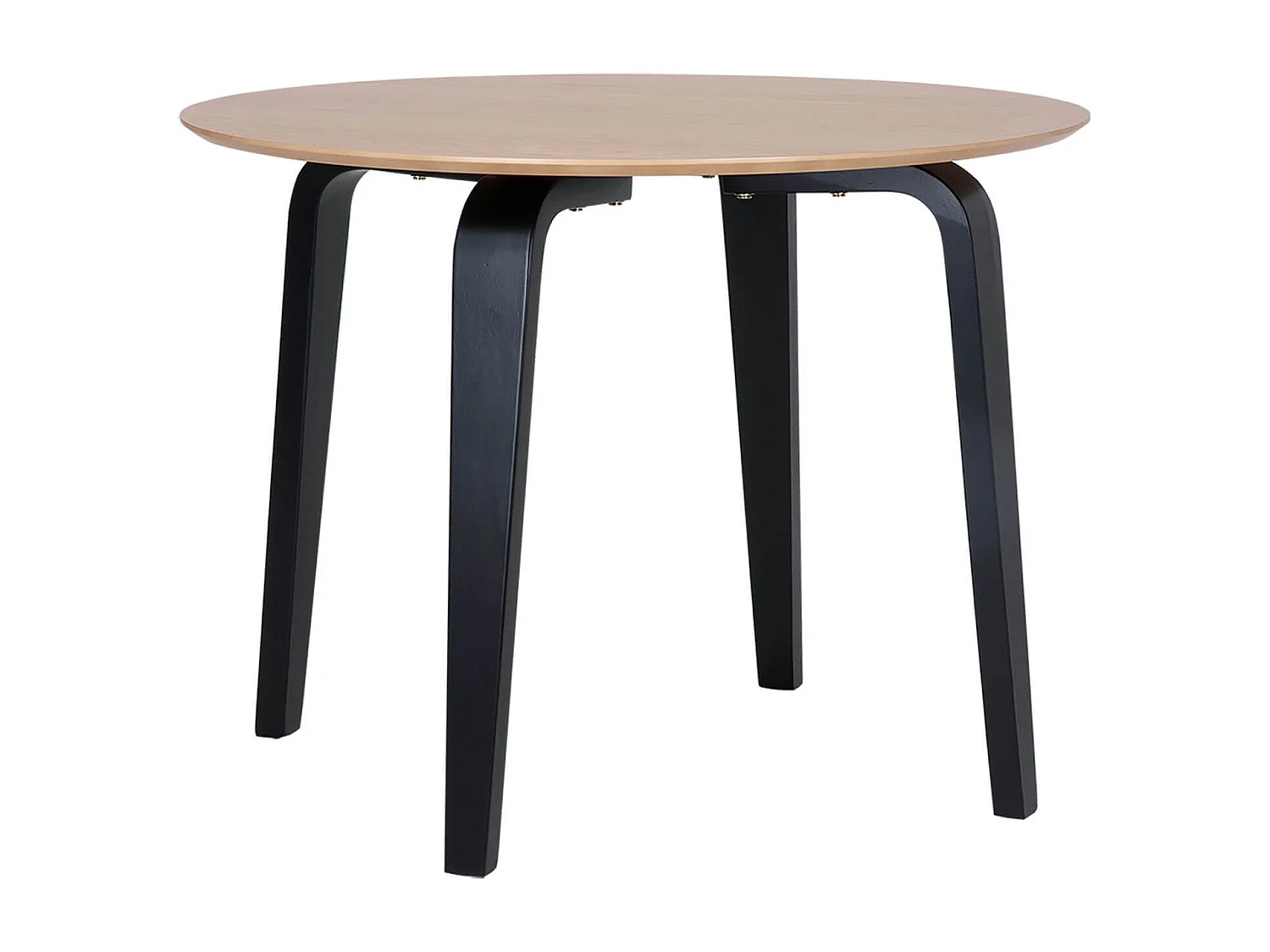 Table ronde Spinak en chêne clair et pieds laqués – Sobriété et élégance naturelle-Couleur Naturel/Noir