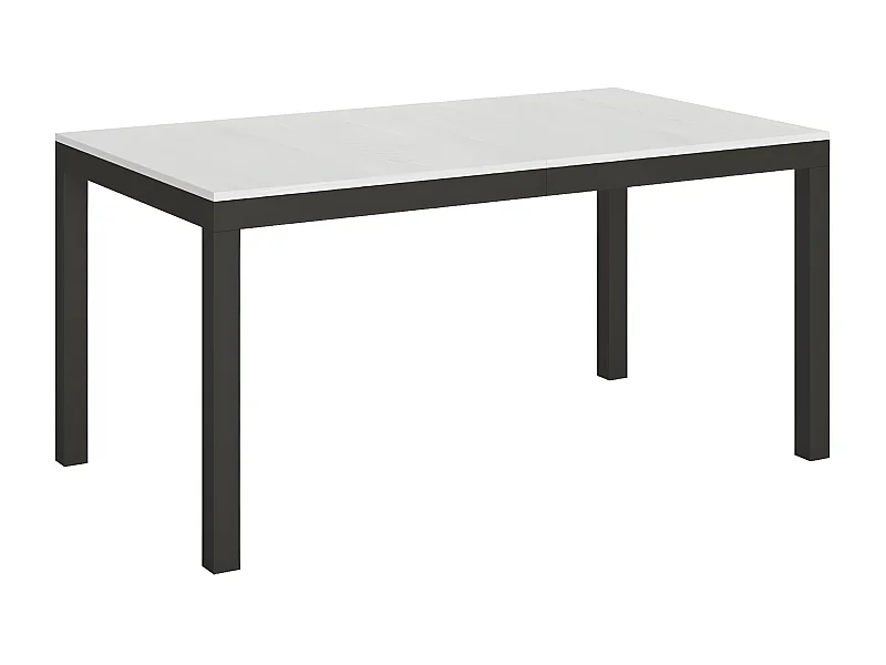 Mesa de comedor rectangular Evy de fresno blanco y metal antracita 180 cm