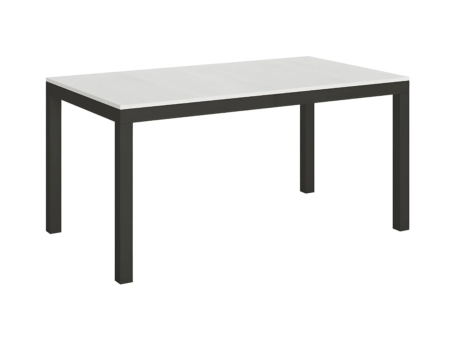 Table à manger rectangulaire frêne blanc et métal anthracite Evy 180cm