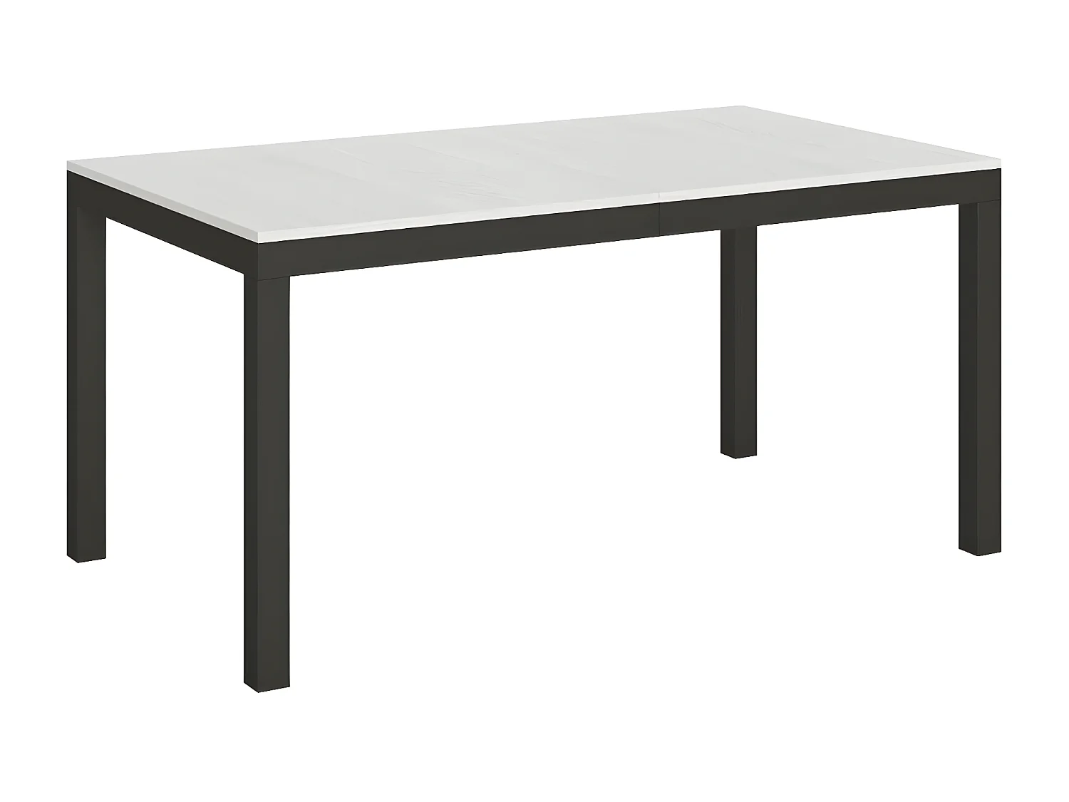 Mesa de comedor rectangular Evy de fresno blanco y metal antracita 180 cm