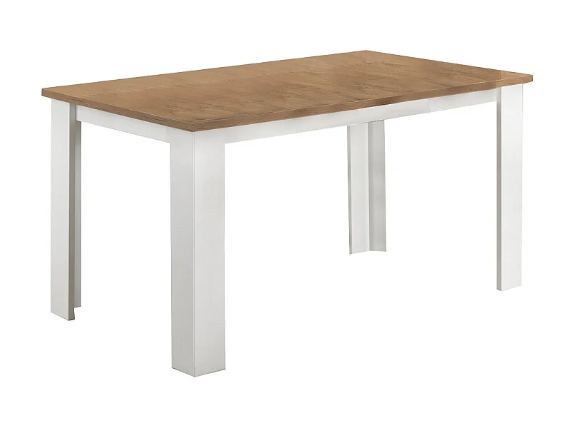 Table à manger rectangulaire bois Oak et blanc brillant Sting 160cm