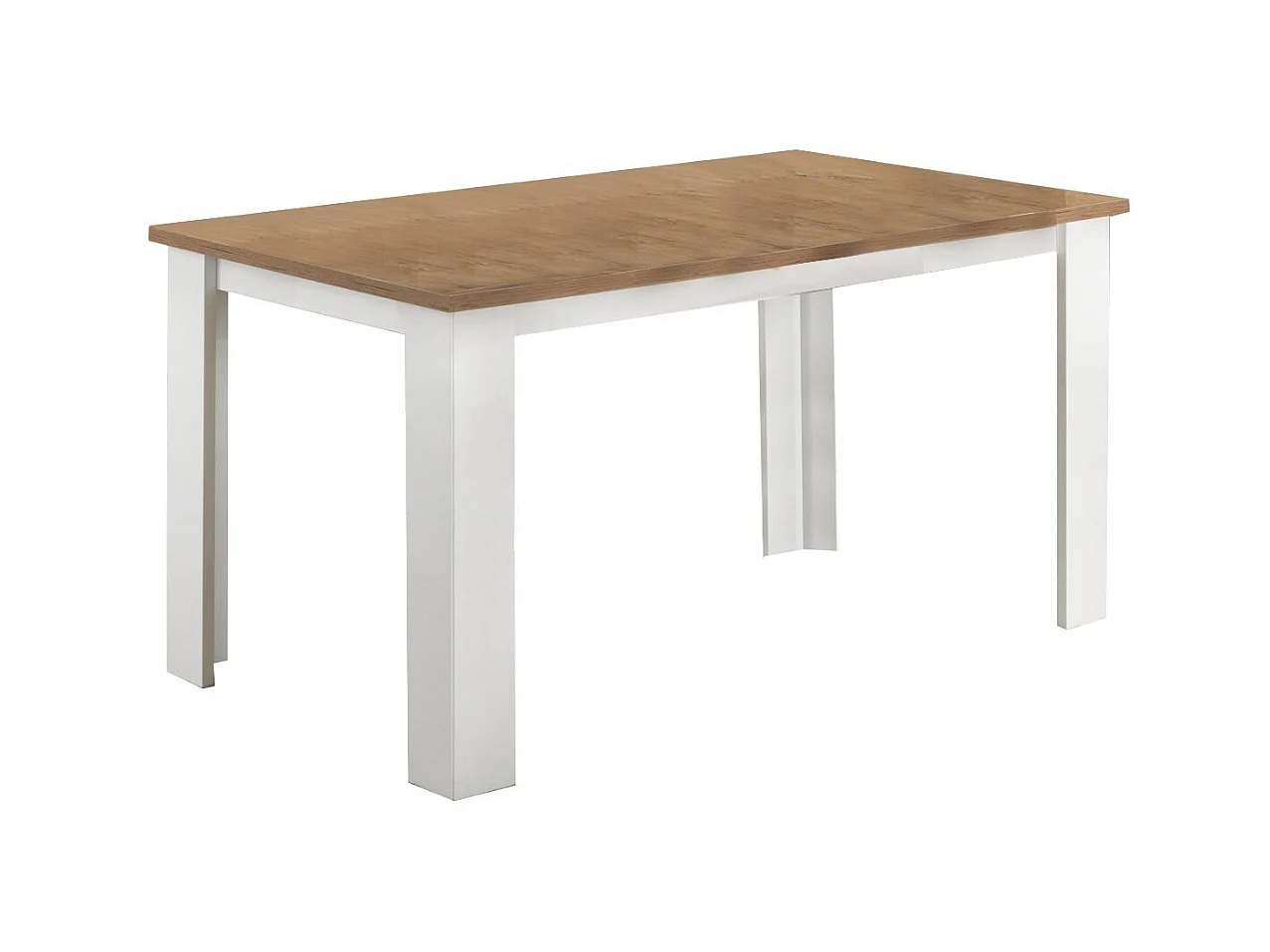 Table à manger rectangulaire bois Oak et blanc brillant Sting 160cm
