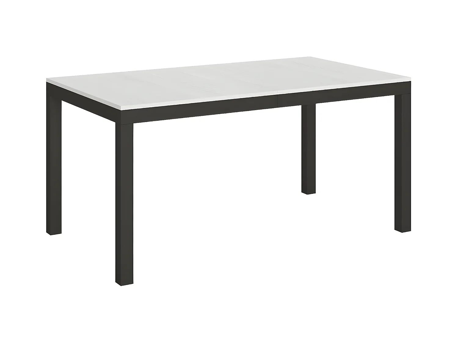 Table à manger rectangulaire frêne blanc et métal anthracite Evy 130cm