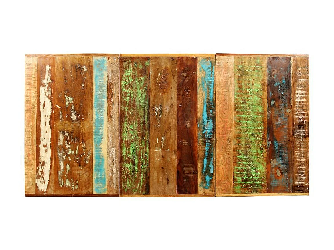 Table à manger bois reconditionné et pieds acier noir Unik 140cm