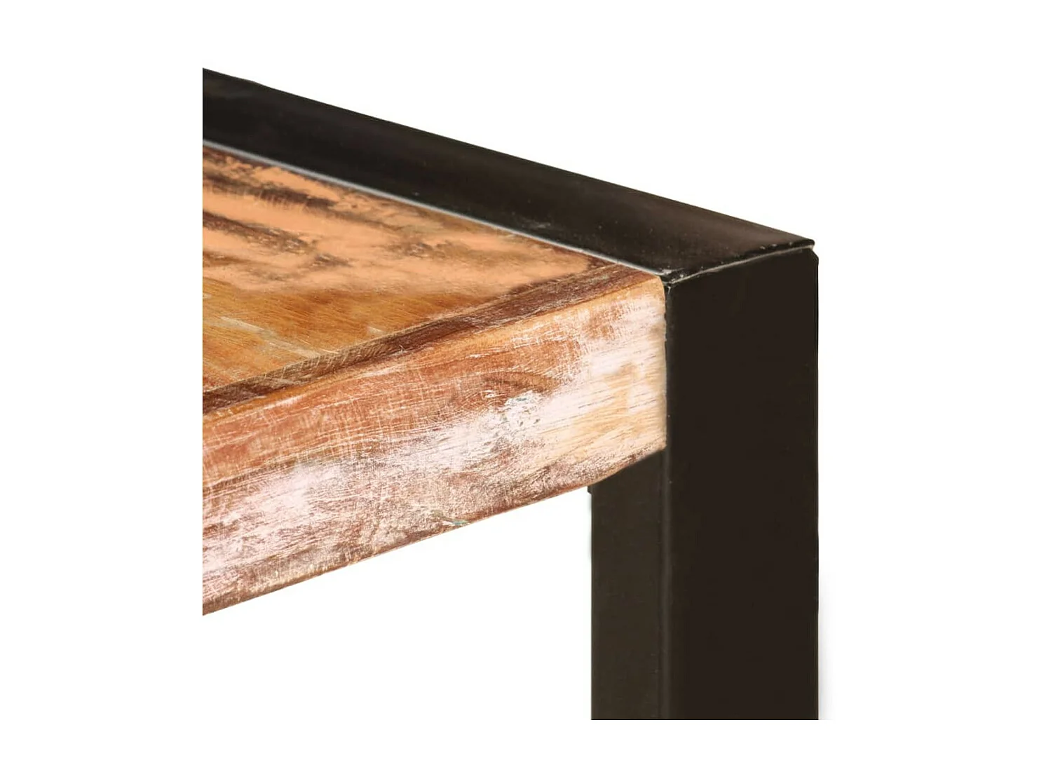 Table à manger bois reconditionné et pieds acier noir Unik 140cm