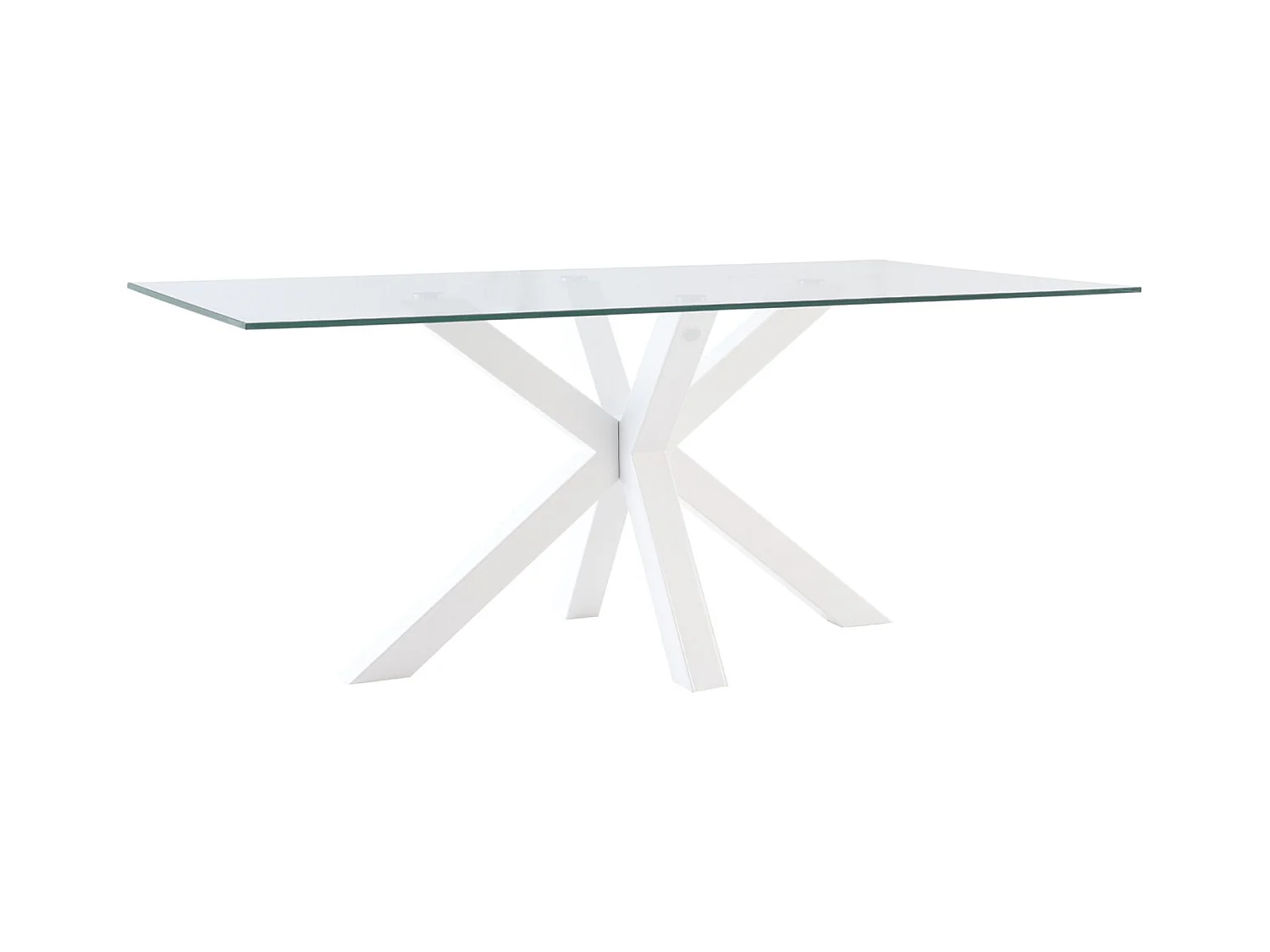 Table à manger moderne Trikano – Verre trempé et pieds métalliques-Couleur Blanc-Largeur 140 cm