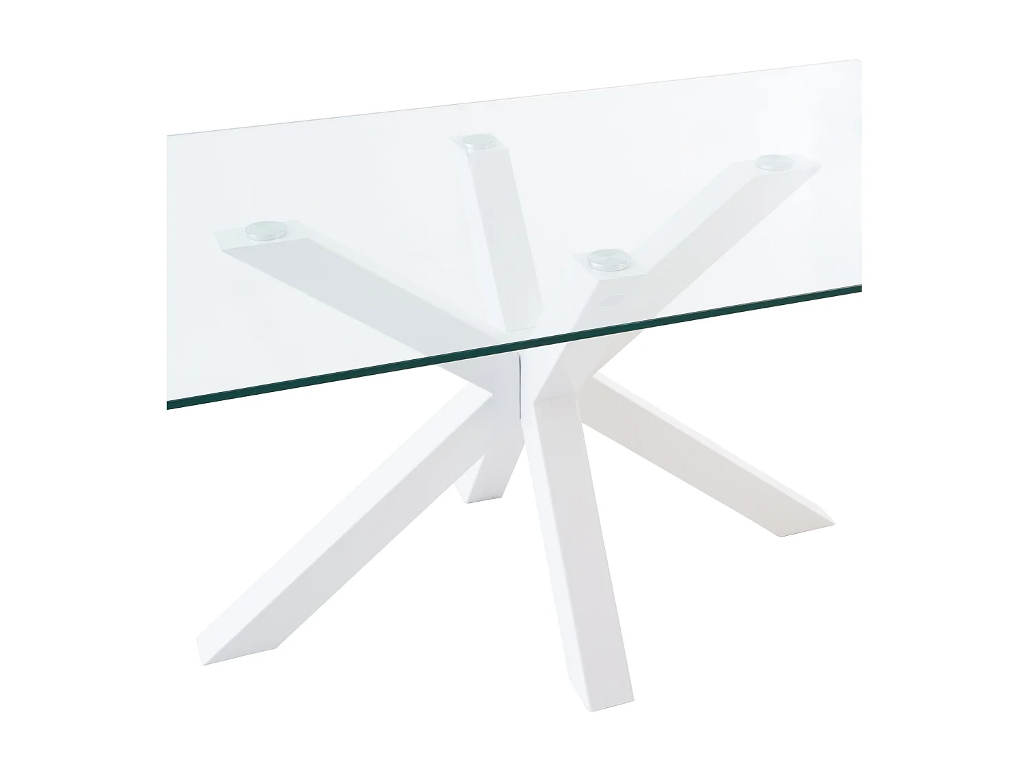 Table à manger moderne Trikano – Verre trempé et pieds métalliques-Couleur Blanc-Largeur 140 cm