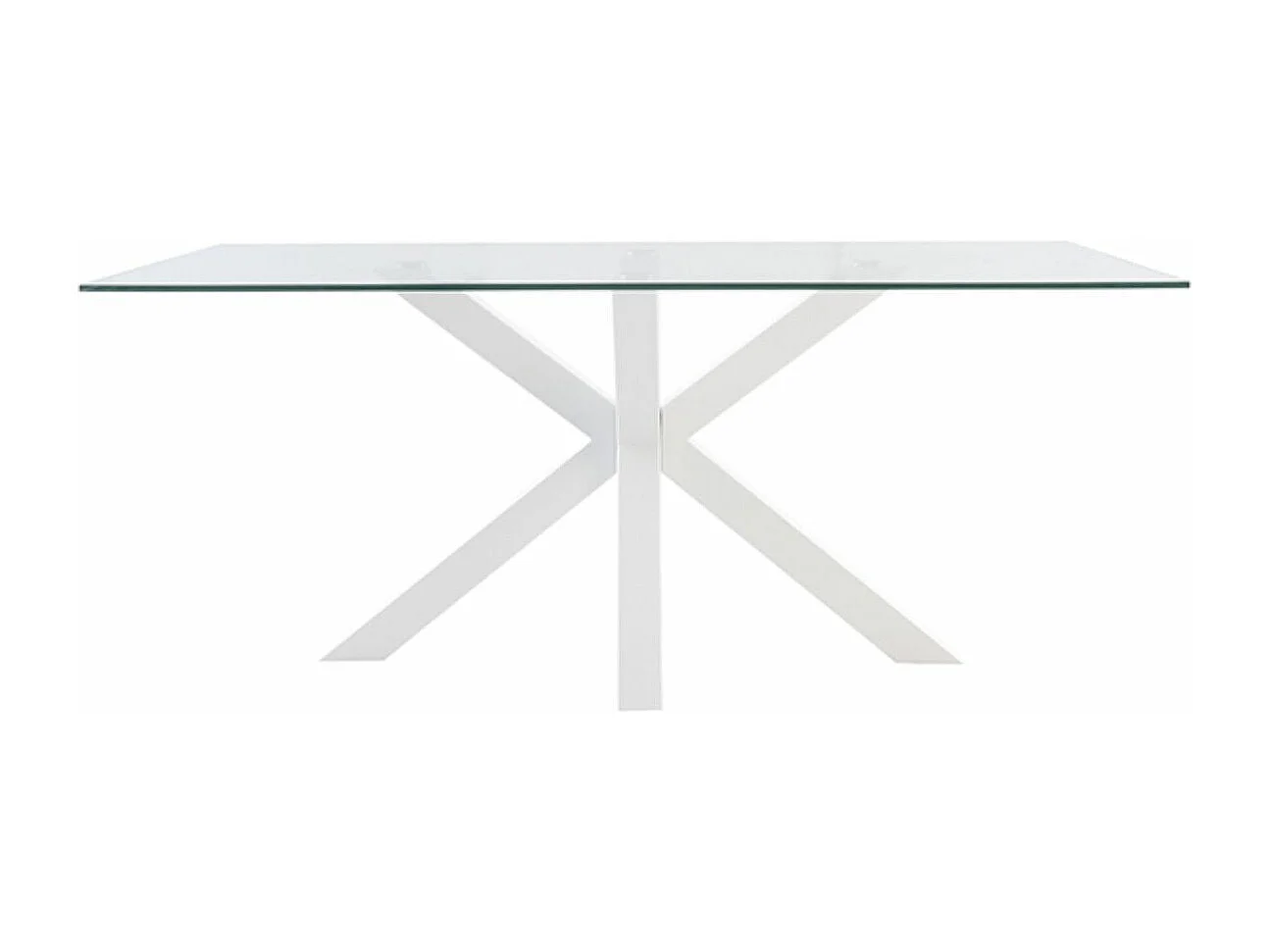 Table à manger moderne Trikano – Verre trempé et pieds métalliques-Couleur Blanc-Largeur 140 cm