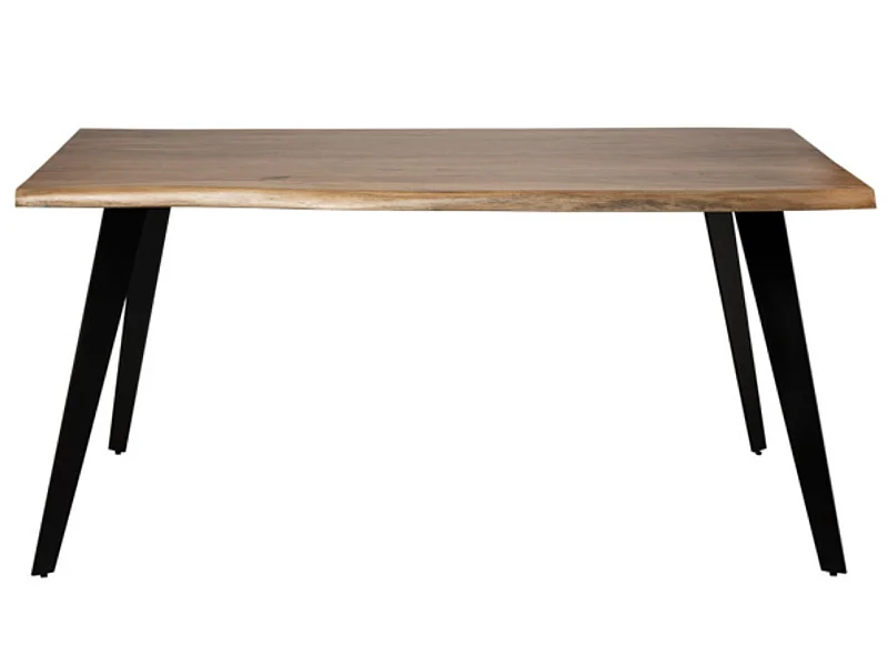 Table à manger Filko – Plateau en bois massif et pieds en métal noir-Largeur 140 cm