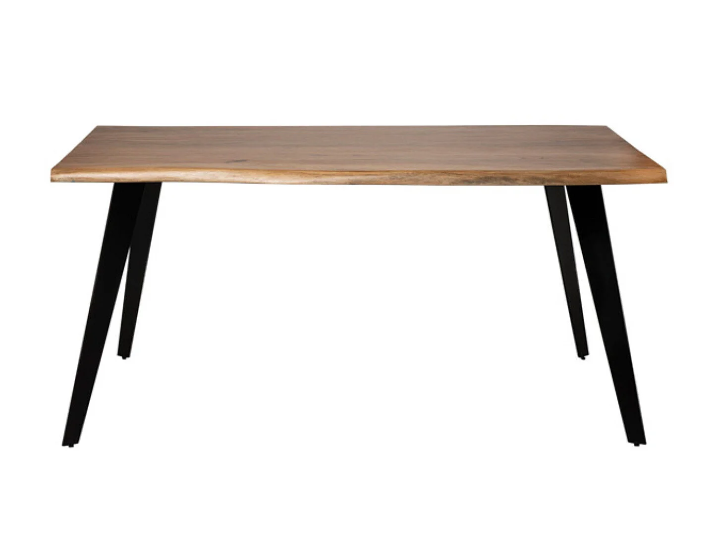 Table à manger Filko – Plateau en bois massif et pieds en métal noir-Largeur 140 cm