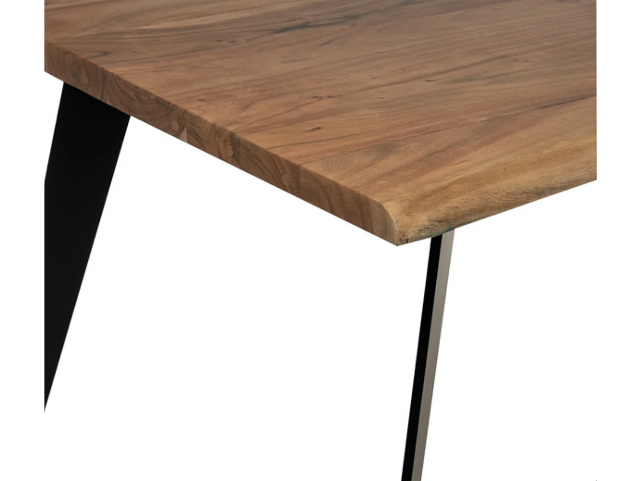 Table à manger Filko – Plateau en bois massif et pieds en métal noir-Largeur 140 cm