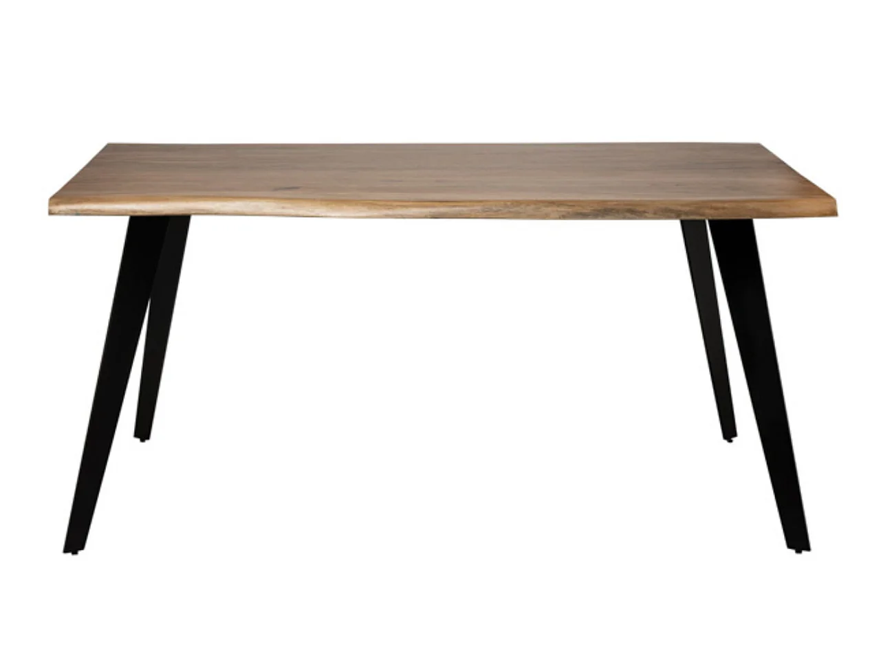 Table à manger Filko – Plateau en bois massif et pieds en métal noir-Largeur 140 cm
