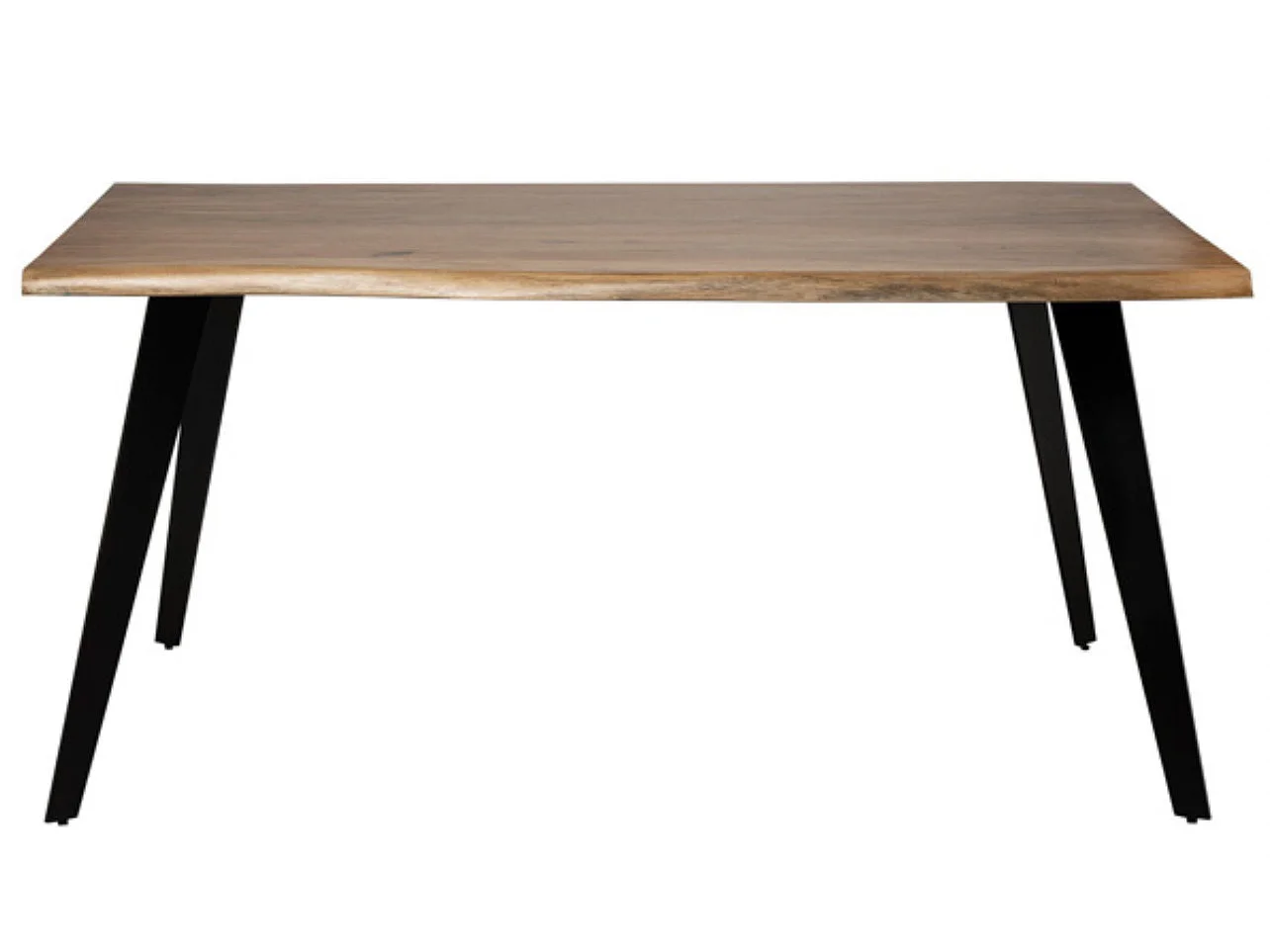 Table à manger Filko – Plateau en bois massif et pieds en métal noir-Largeur 140 cm
