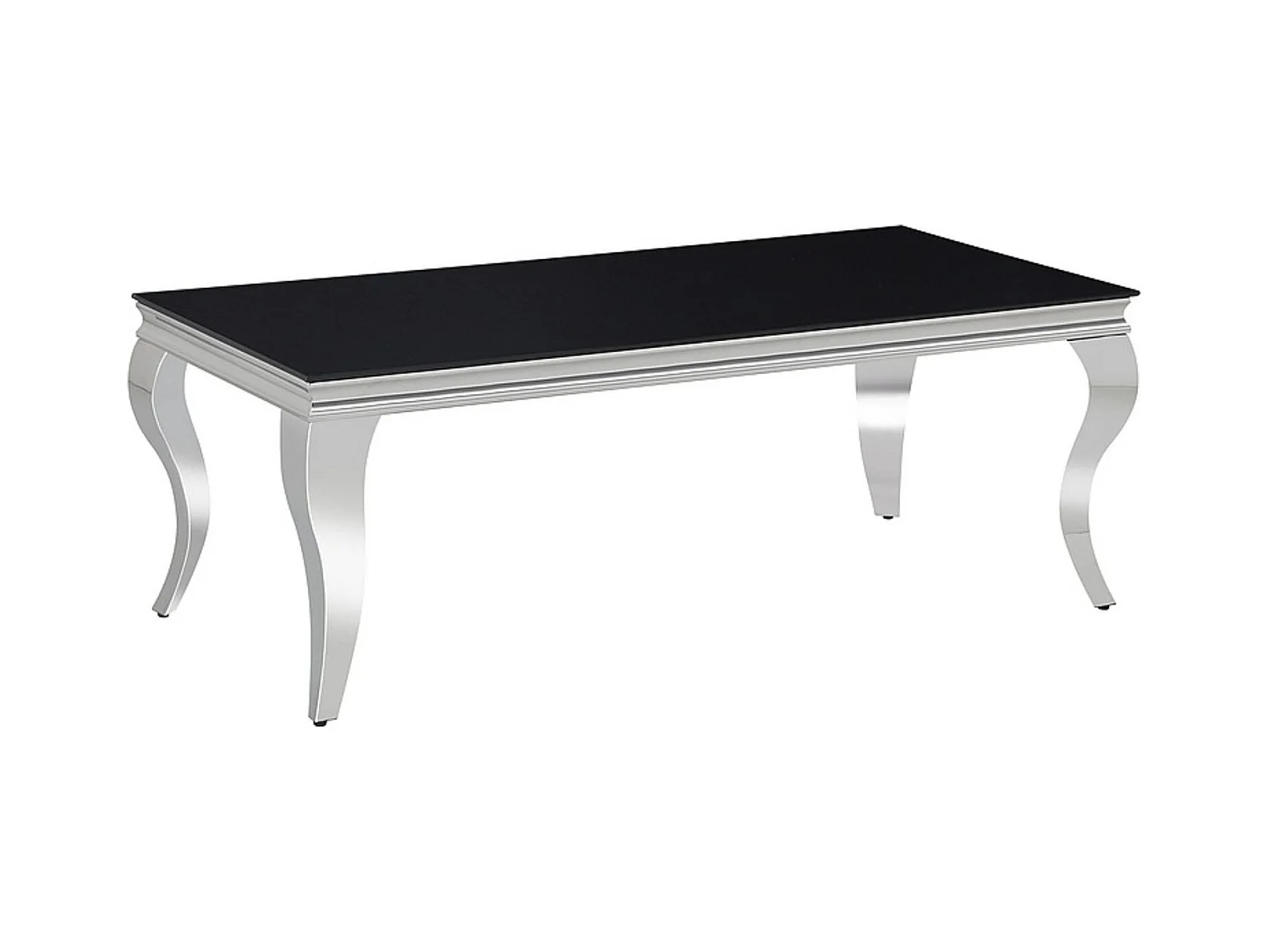 Table à manger design baroque verre trempé noir et acier chromé Boza 150cm