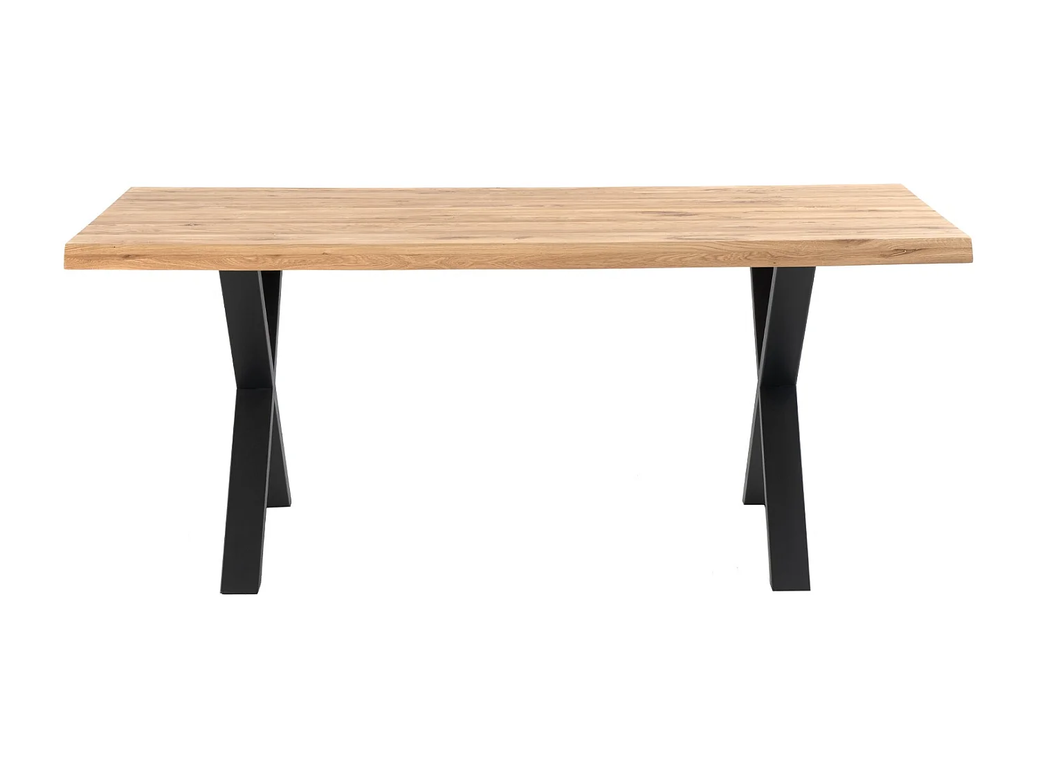 Table à manger industriel chêne massif clair et pieds X métal noir Antika-Largeur 140 cm
