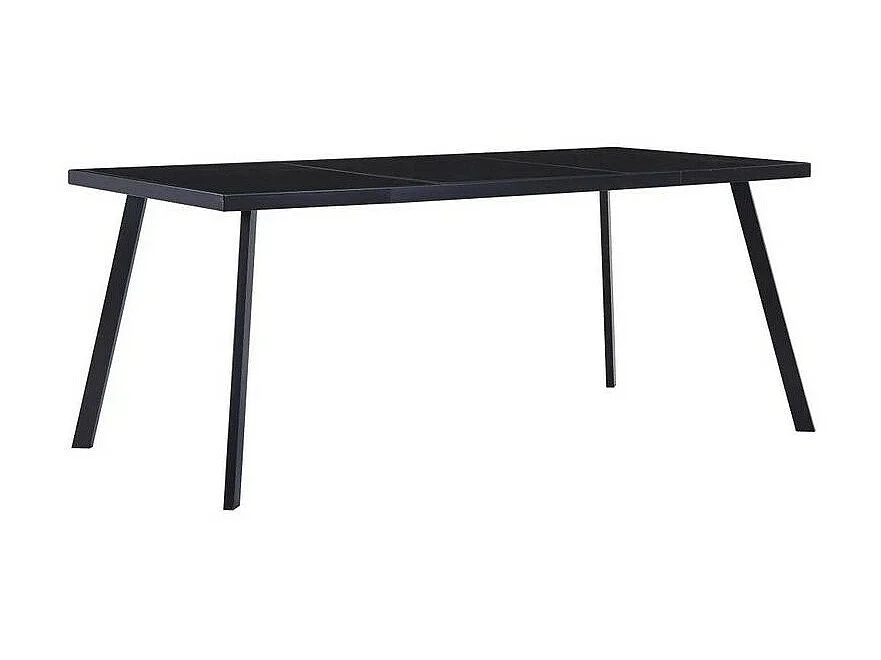 Table rectangulaire verre trempé noir et pieds métal Ragya 160cm