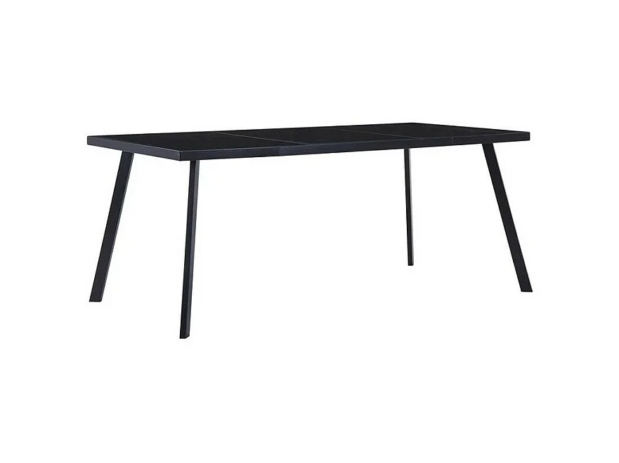 Table rectangulaire verre trempé noir et pieds métal Ragya 160cm