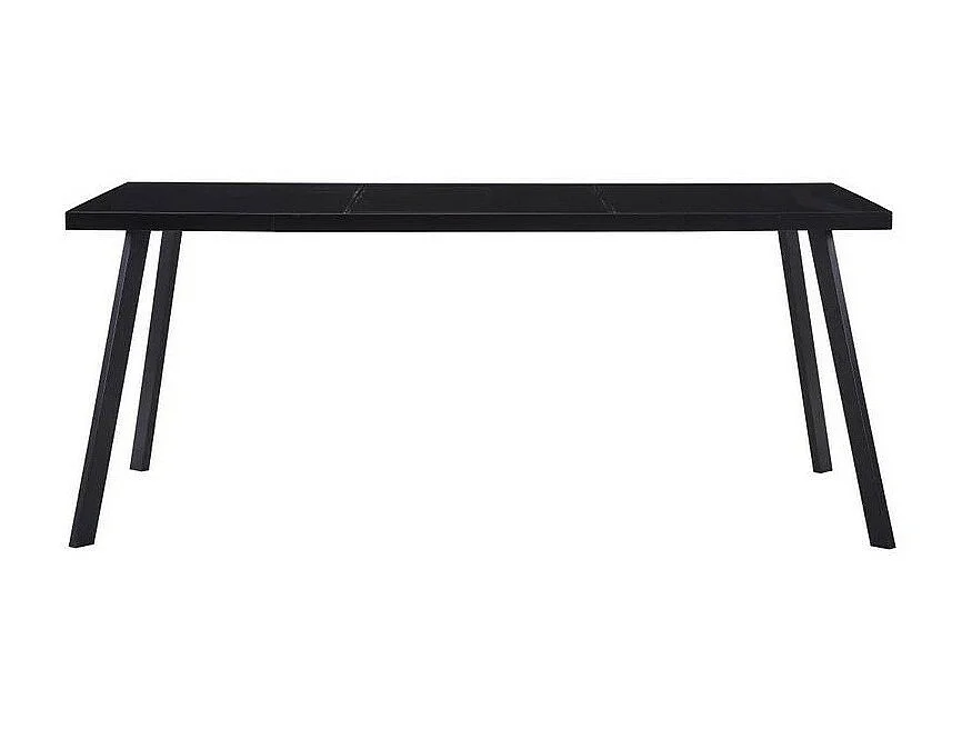 Table rectangulaire verre trempé noir et pieds métal Ragya 160cm