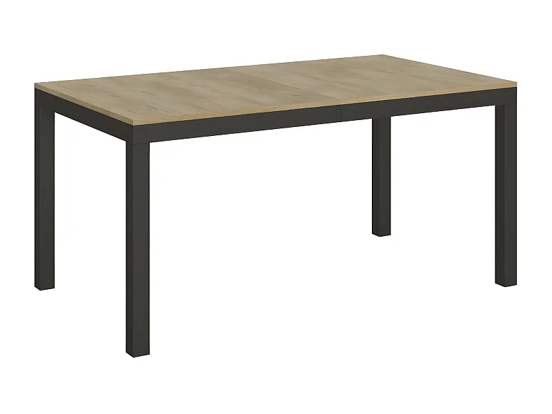 Table à manger rectangulaire bois clair et métal anthracite Evy 160cm