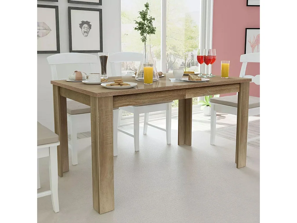 Table à manger rectangulaire bois naturel Dimer 140cm