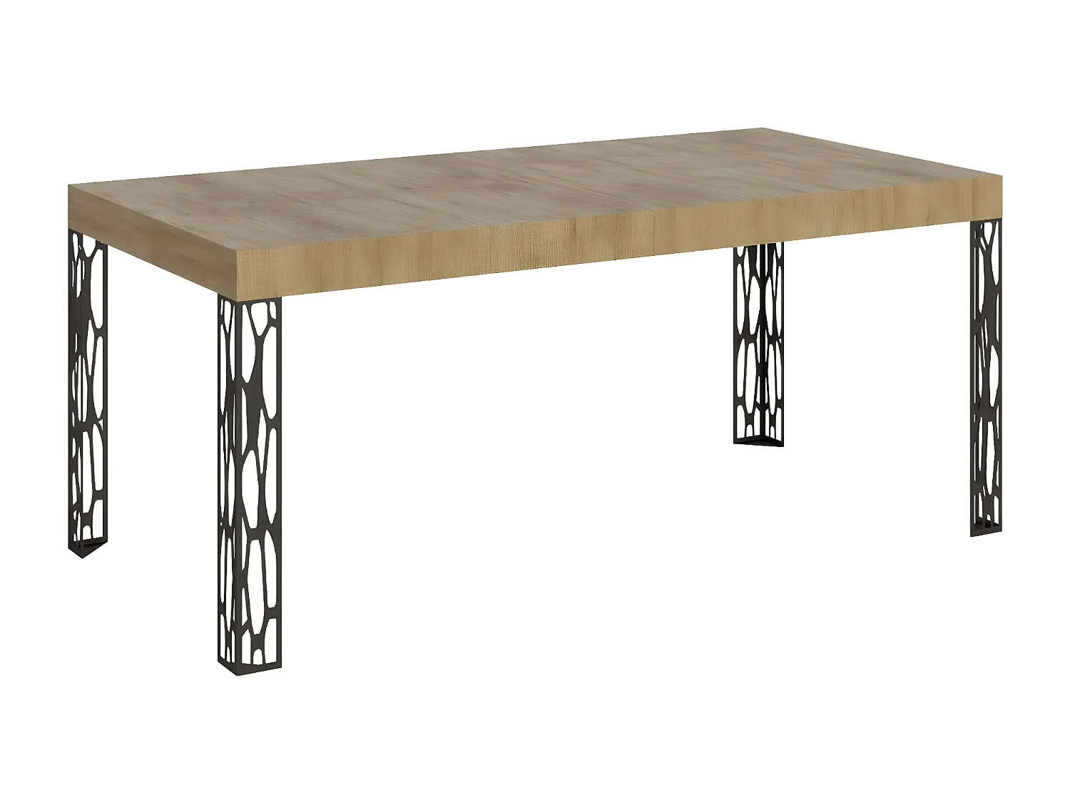 Mesa de comedor rectangular Gisa 160 cm de madera clara con patas de metal gris oscuro