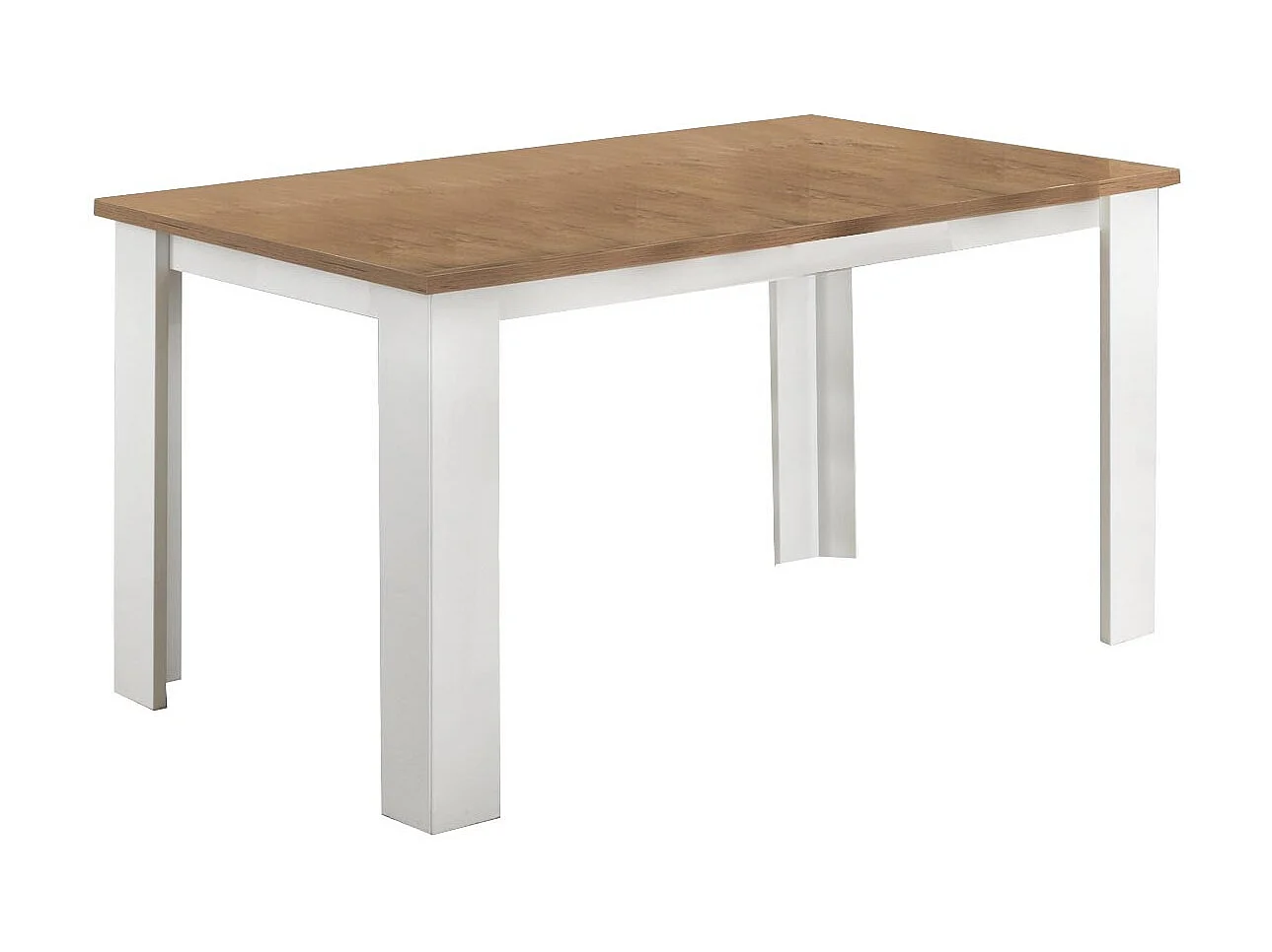 Table à manger carrée bois Oak et blanc brillant Sting 120cm
