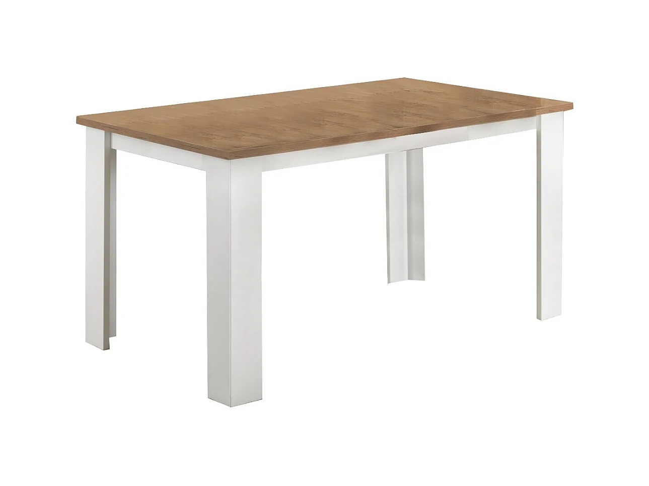 Table à manger carrée bois Oak et blanc brillant Sting 120cm