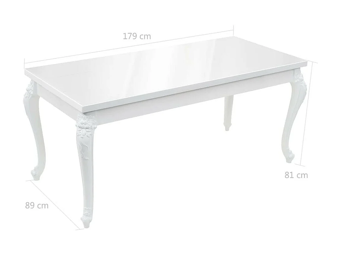 Table à manger rectangulaire blanc brillant Brack 180