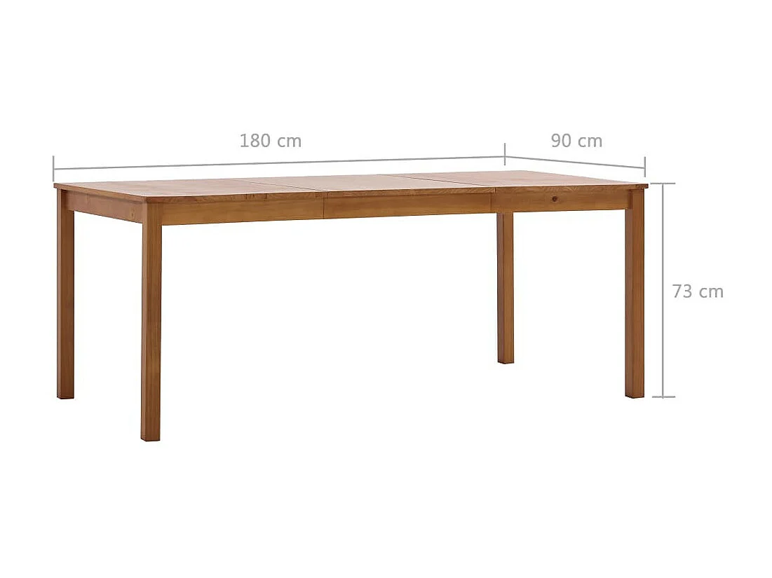 Table à manger rectangulaire pin massif marron miel Sadou 180cm