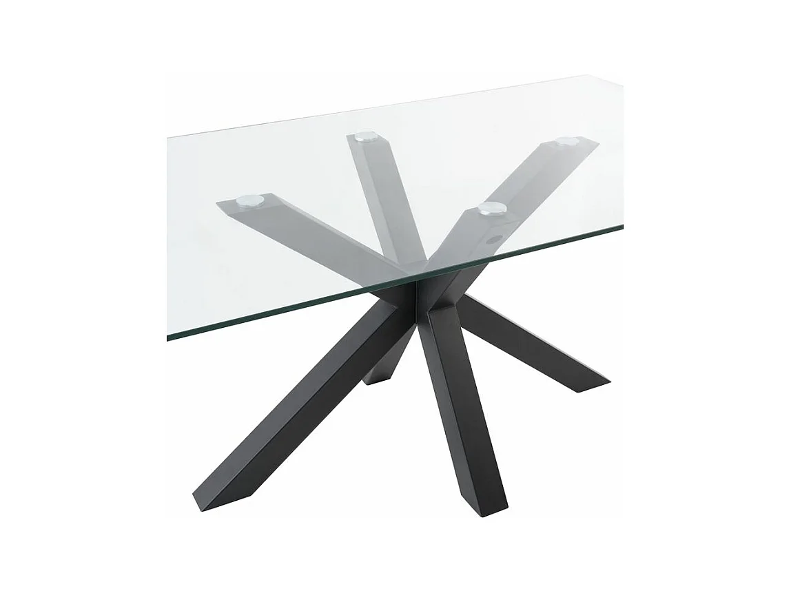 Table à manger moderne Trikano – Verre trempé et pieds métalliques-Couleur Noir-Largeur 160 cm