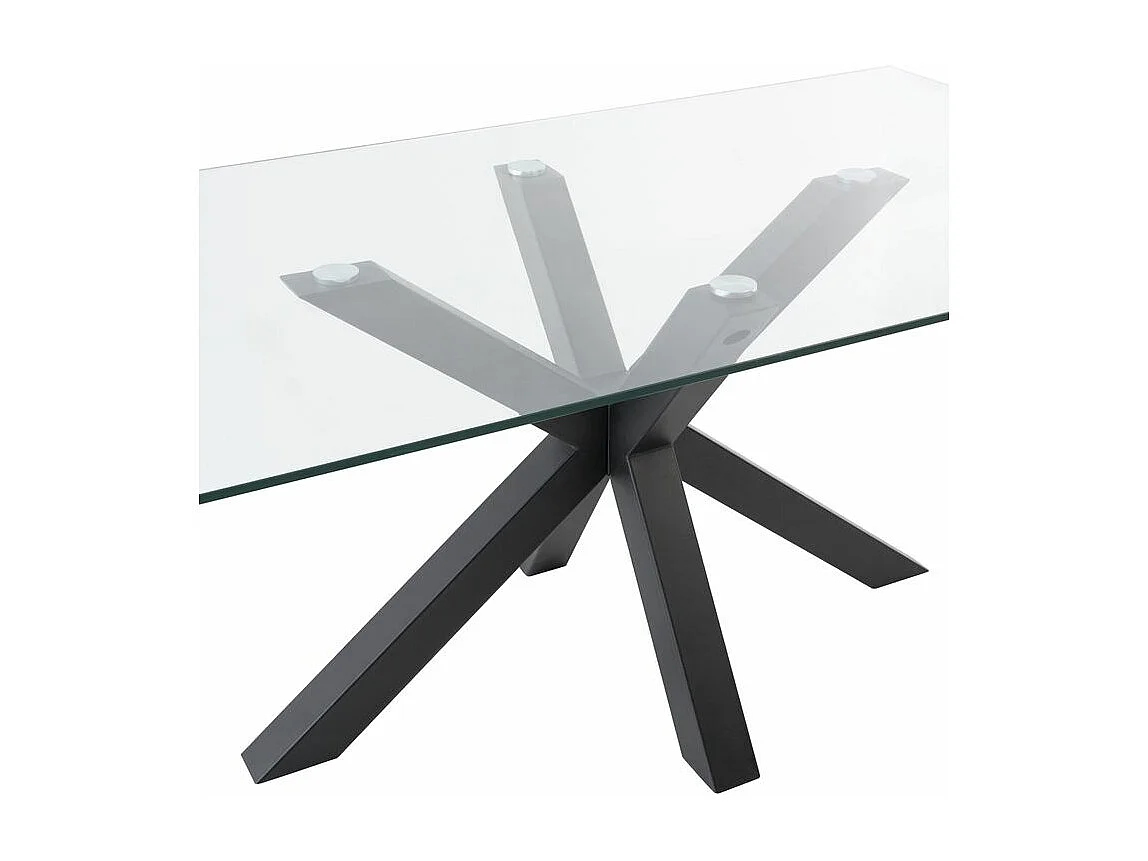 Table à manger moderne Trikano – Verre trempé et pieds métalliques-Couleur Noir-Largeur 160 cm