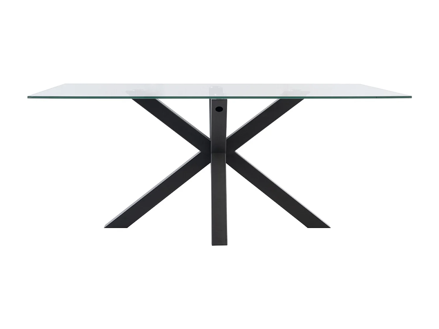 Table à manger moderne Trikano – Verre trempé et pieds métalliques-Couleur Noir-Largeur 180 cm