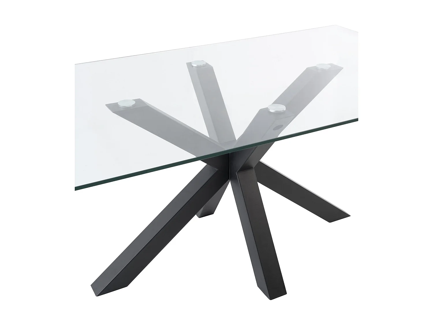 Table à manger moderne Trikano – Verre trempé et pieds métalliques-Couleur Noir-Largeur 180 cm