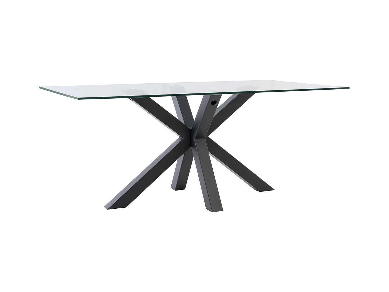 Table à manger moderne Trikano – Verre trempé et pieds métalliques-Couleur Noir-Largeur 180 cm