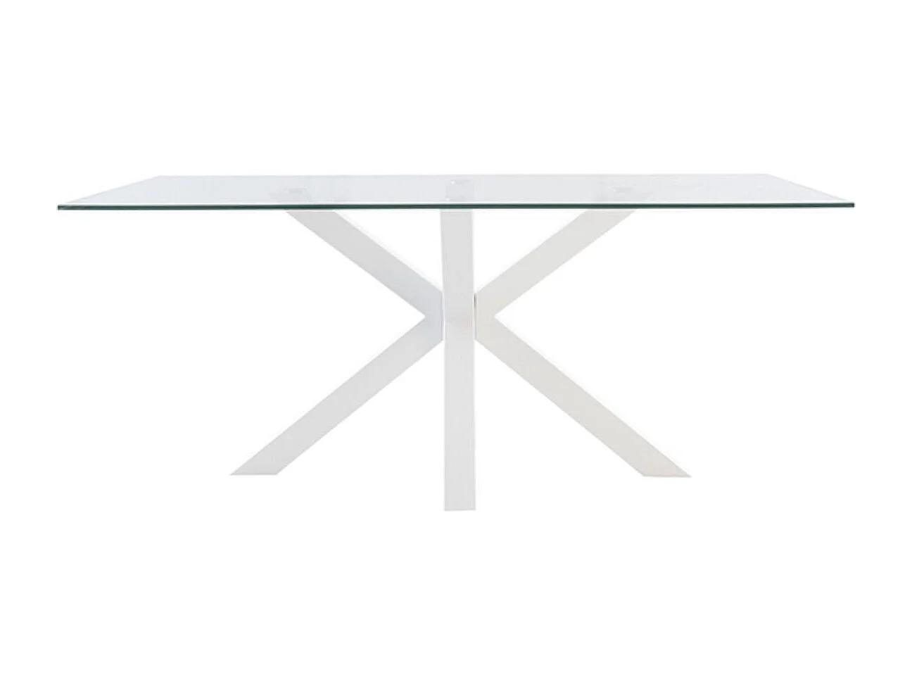 Table à manger moderne Trikano – Verre trempé et pieds métalliques-Couleur Noir-Largeur 180 cm